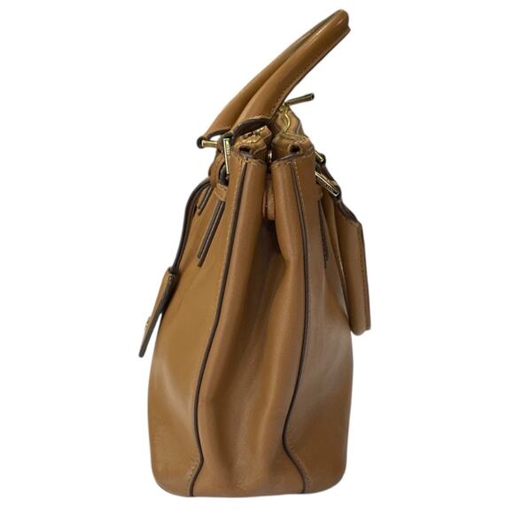 TORY BURCH Saffiano Leather Robinson Double Zip Tigers Eye Saffiano purse - Picture 4 of 15